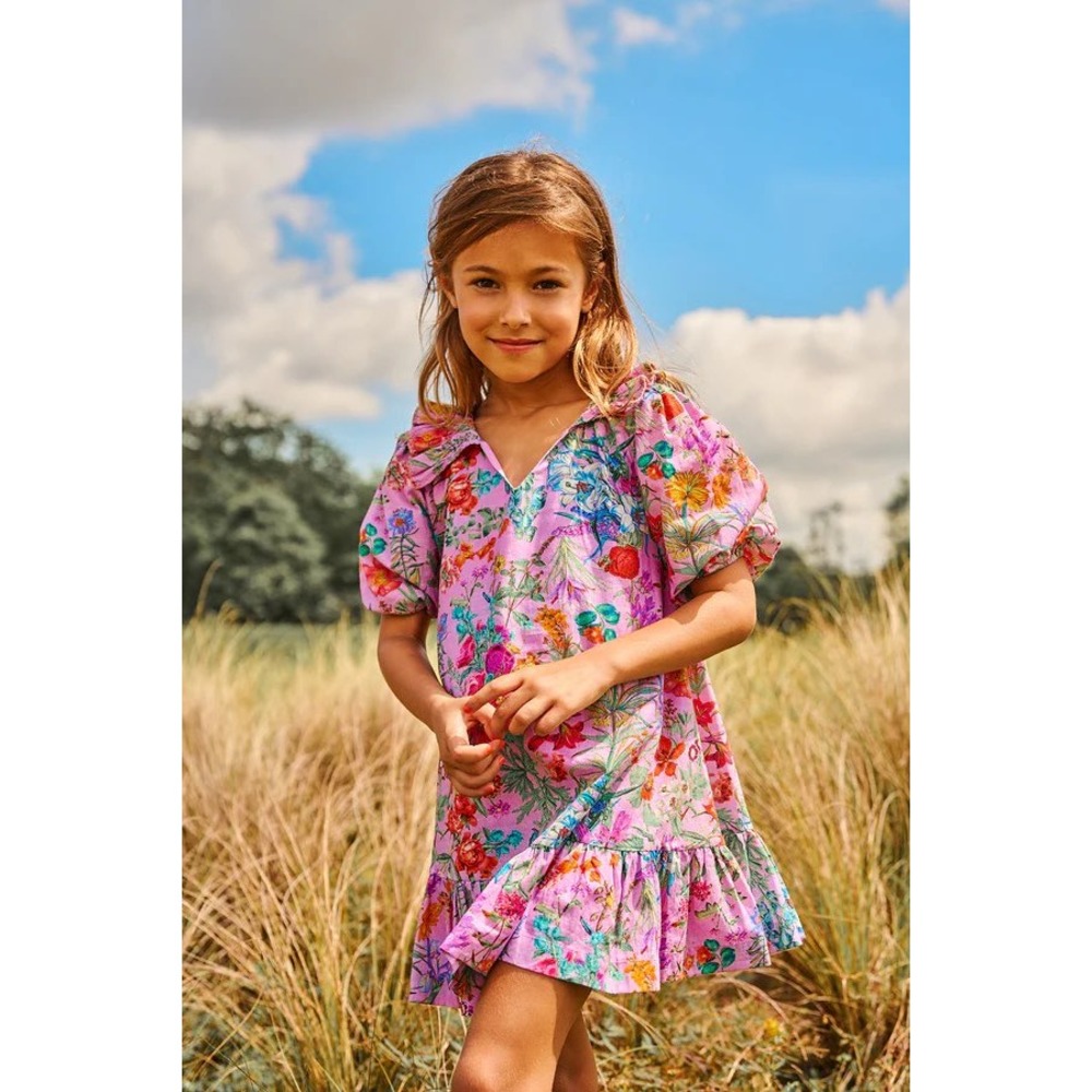 Nellystella Girls Belle Dress in‎ Garden Floral Hyacinth Size 10 Smocked Sleeve